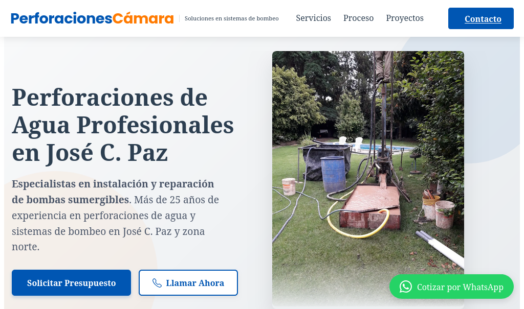 Pagina de trabajo de la empresa Perforaciones Camara